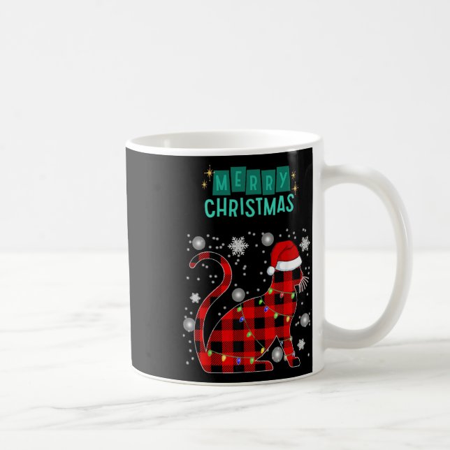Mug Merry Christmas Cat Plaid Graphic For Cat Lover  (Droite)