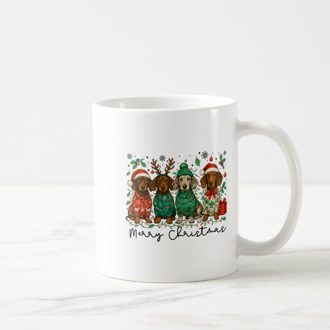 Mug Merry Christmas Dachshund Dog Retro Xmas Puppy Men (Droite)