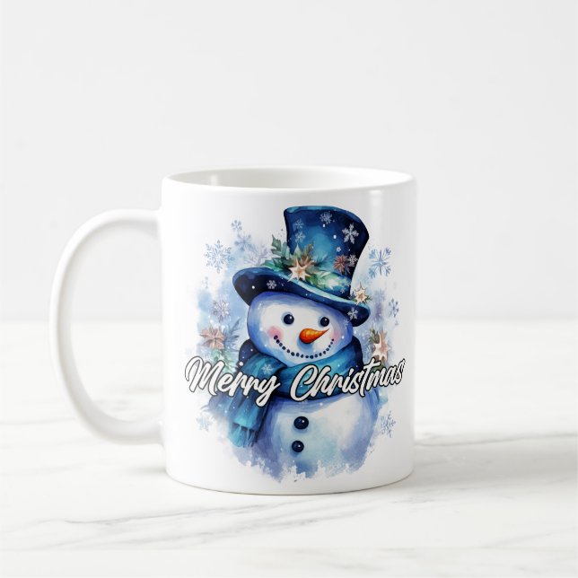 Mug Merry Christmas Happy Holidays Winter Snowman (Gauche)