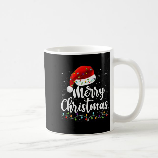 Mug Merry Christmas Lights Red Santa Hat Xmas Family M (Droite)