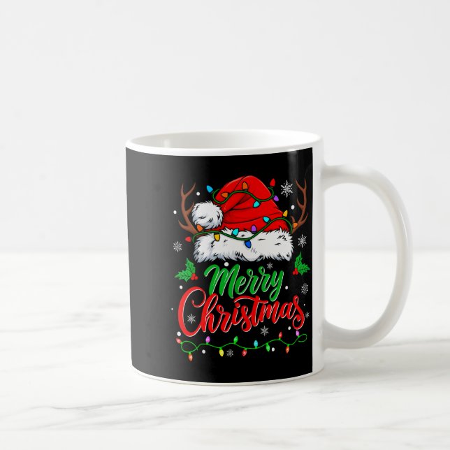 Mug Merry Christmas Lights Red Santa Hat Xmas Family M (Droite)