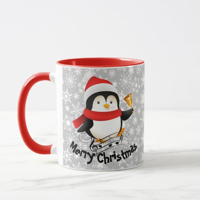Mug Merry Christmas manchot personnalisé (Gauche)