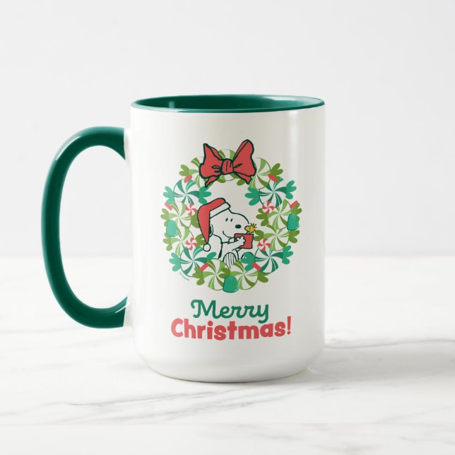 Mug Merry Christmas Peppermenthe Holiday Wreath (Gauche)