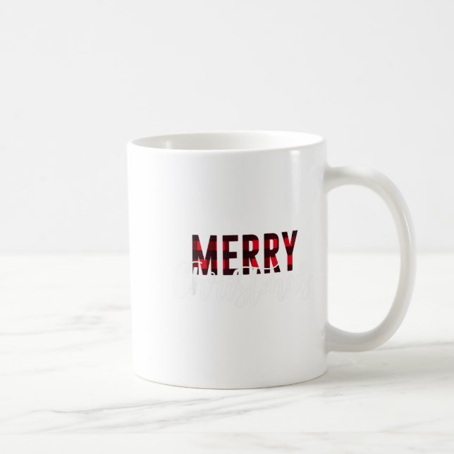 Mug Merry Christmas Plaid Graphic Christmas Letter Pri (Droite)