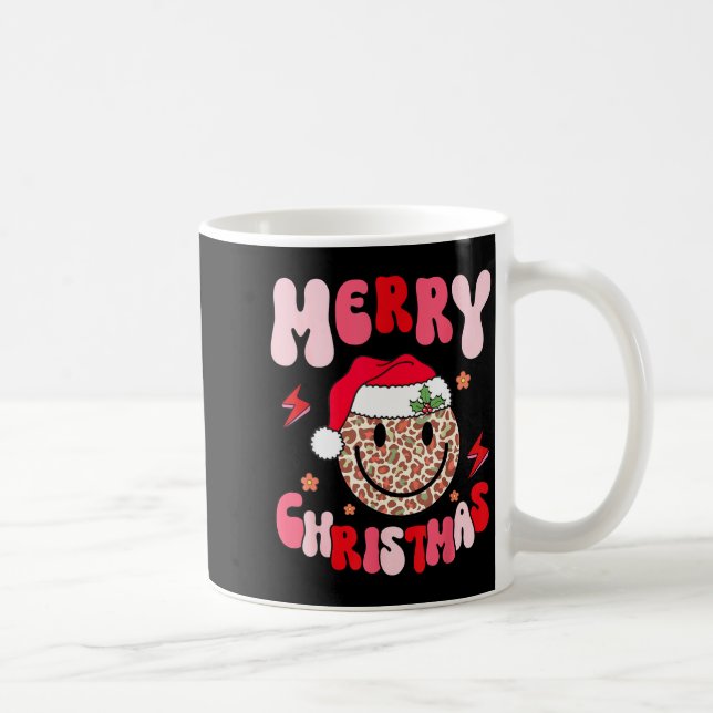 Mug Merry Christmas Smile Face Santa Claus Hat Groovy  (Droite)
