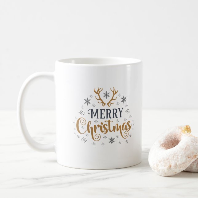 Mug Merry Christmas Snowflakes (Avec donut)