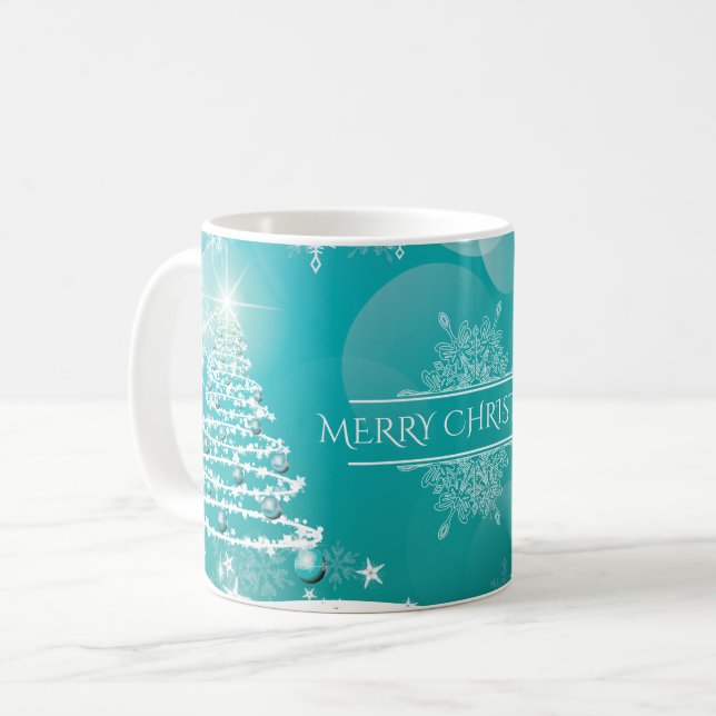 Mug Merry Christmas Snowflakes Tree Flowers & Stars   (Devant gauche)