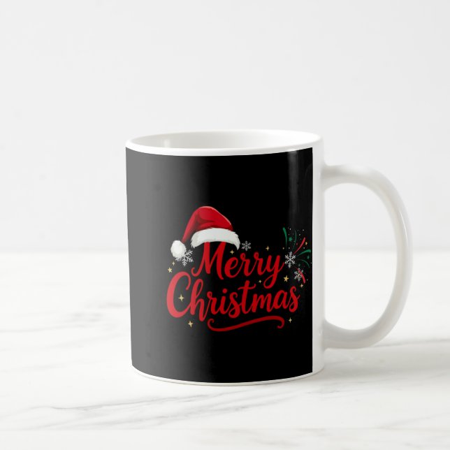 Mug Merry Christmas Tygraphy With Santa Hat And Snow T (Droite)