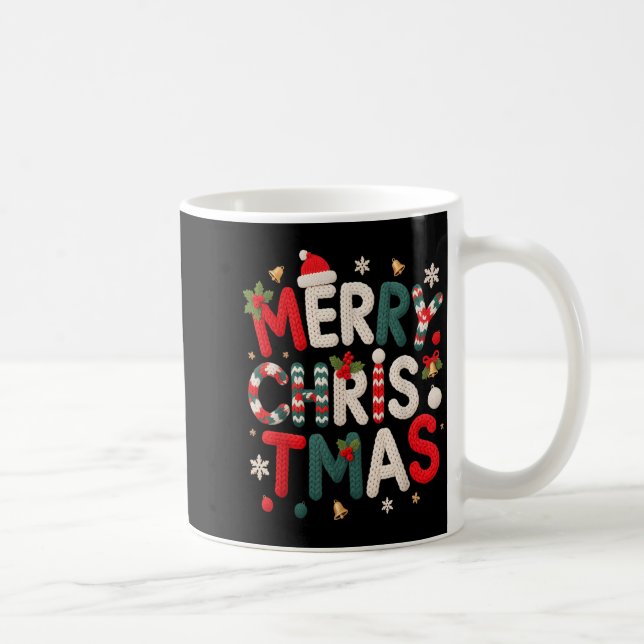 Mug Merry Christmas Xmas Yarn Crochet Knitting Quilter (Droite)