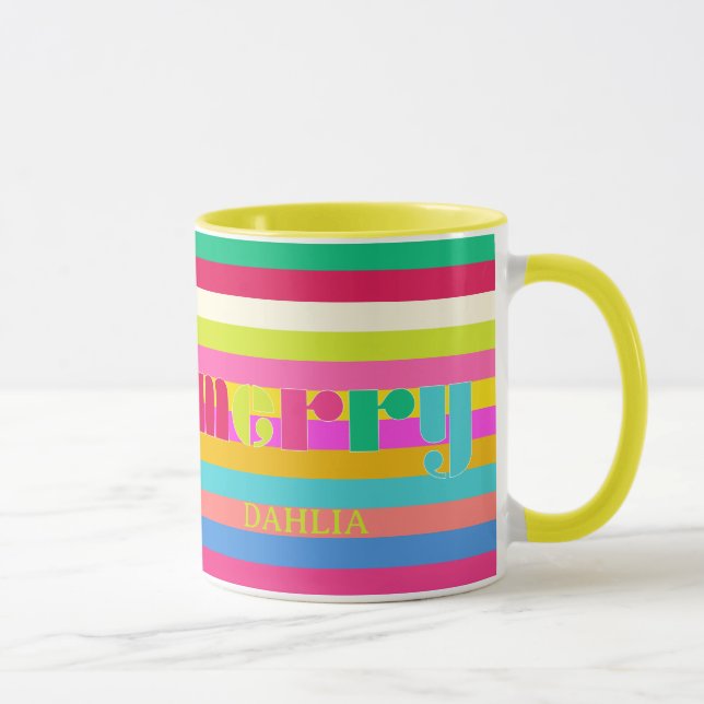 Mug merry Colorful Stripes Personalized Christmas Tree (Droite)