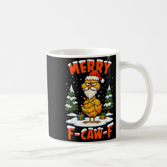 Mug Merry F-caw-f Chicken Christmas Funny Rooster Men  (Droite)