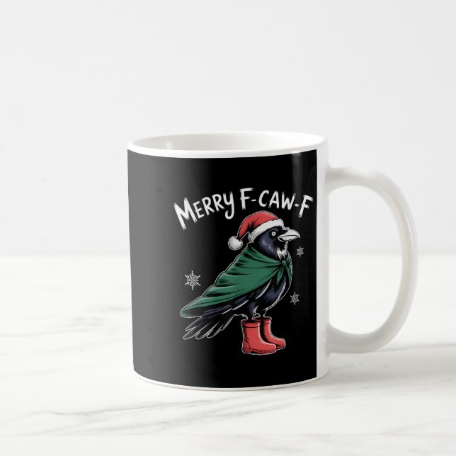 Mug Merry F-caw-f Crow, Black Bird Christmas, Christma (Droite)
