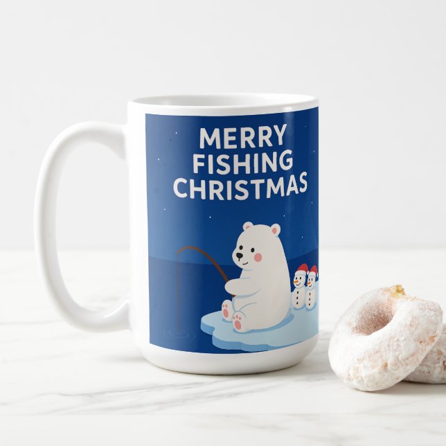 Mug Merry Fishing Christmas – Cute Polar Bear&Snowmen (Avec donut)