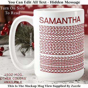 Mug Merry Kissmyass Nom personnalisé 160R Message cach