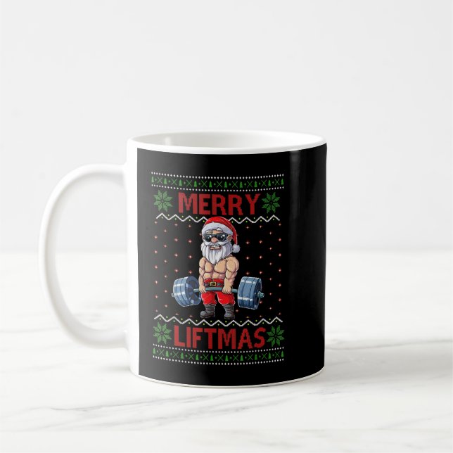 Mug Merry Liftmas Ugly Christmas Santa Claus Gym Worko (Gauche)