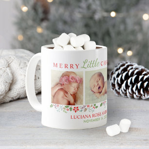 Mug Merry Little Christmas Newborn Baby Girl Photo