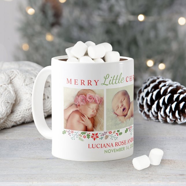 Mug Merry Little Christmas Newborn Baby Girl Photo (Créateur téléchargé)