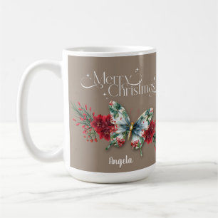 Mug Merry Noël Vintage Papillon Poinsettia