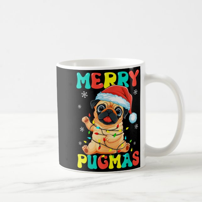Mug Merry Pugmas Pug Christmas Santa Pug Xmas Lights D (Droite)