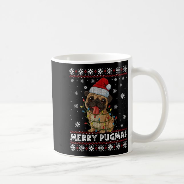 Mug Merry Pugmas Ugly Christmas Sweater Cute Pug Dog  (Droite)