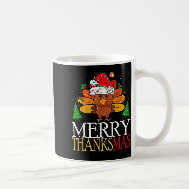 Mug Merry Thanksmas Happy Thanksgiving Santa Turkey  (Droite)