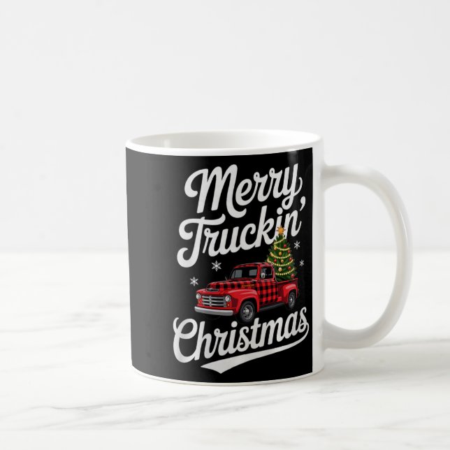 Mug Merry Truckin' Christmas Buffalo Plaid Clic Ck Up  (Droite)