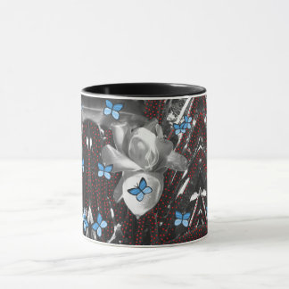 Mug Merveilleuse Rose Ants rouges et papillons bleus S