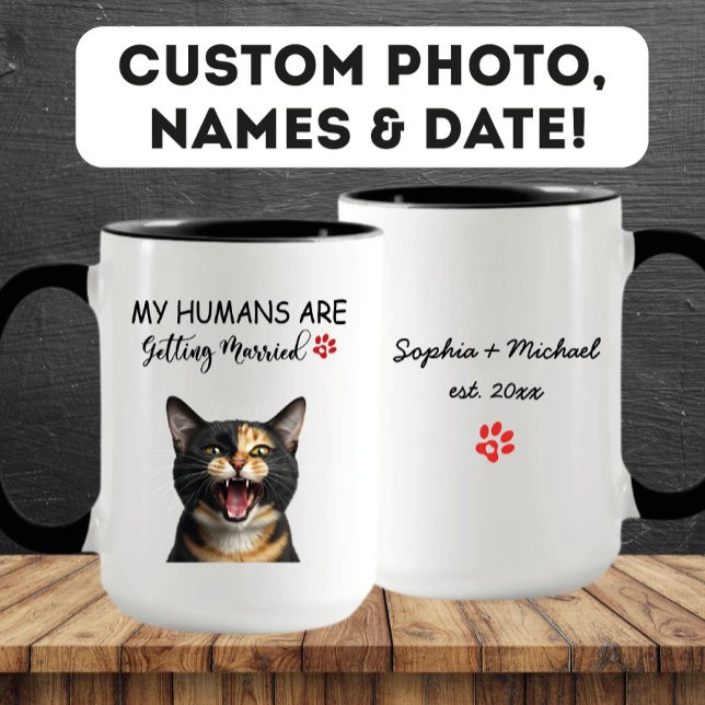 Mug Mes Humains Se Marient Fiançailles Drôle Chat (Créateur téléchargé)