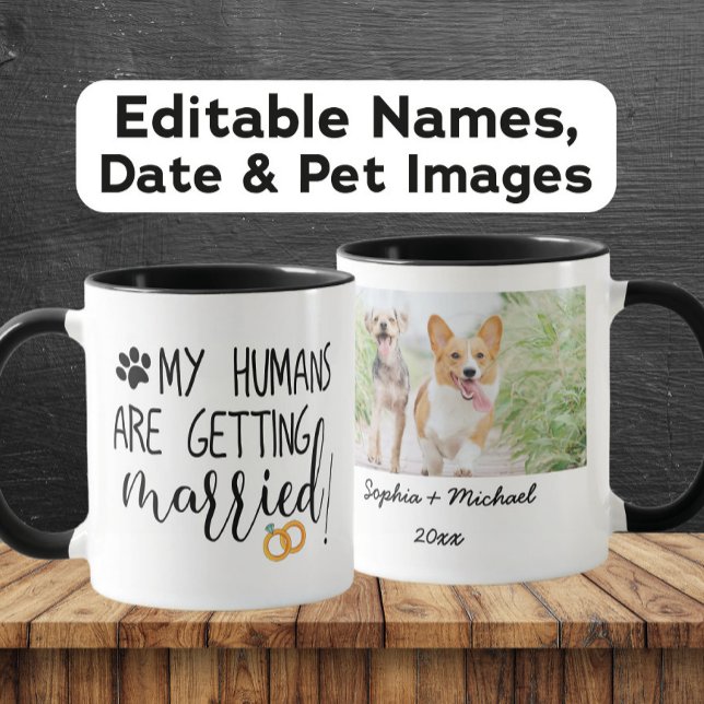 Mug Mes Humains se marient Photo Chien & Chat (Créateur téléchargé)