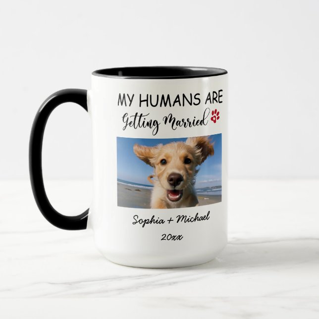 Mug Mes humains vont se marier – 2 Photo de chien pers (Gauche)