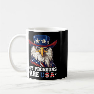 Mug Mes pronoms sont Usa drôle aigle 4 juillet américa