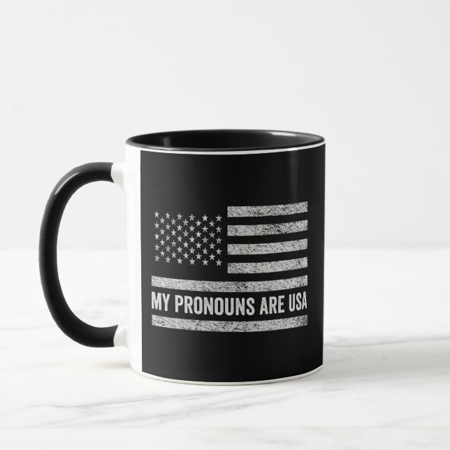 Mug Mes pronouns sont Usa Funny Quart de juillet (Gauche)