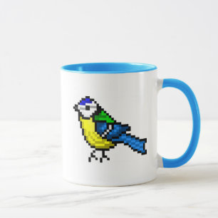 Mug Mésange bleue d'art mignon de pixel