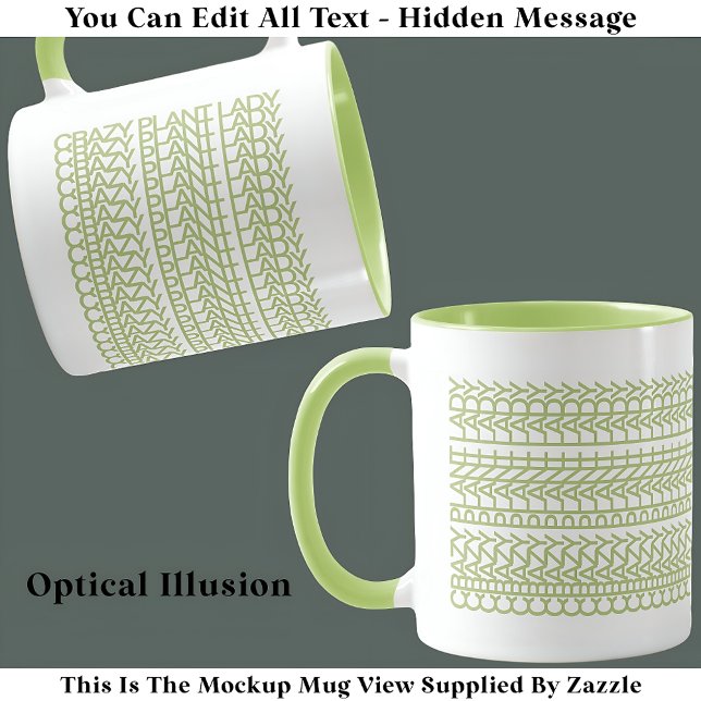 Mug Message Caché Crazy Plant Lady 130GW Citation Drôl (Créateur téléchargé)