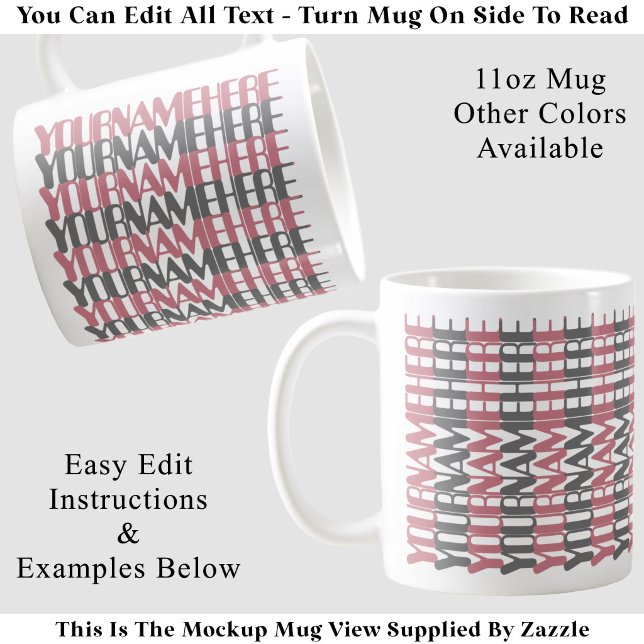 Mug Message caché rose personnalisé avec un long nom s (Créateur téléchargé)