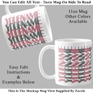 Mug Message caché rose personnalisé court nom personna