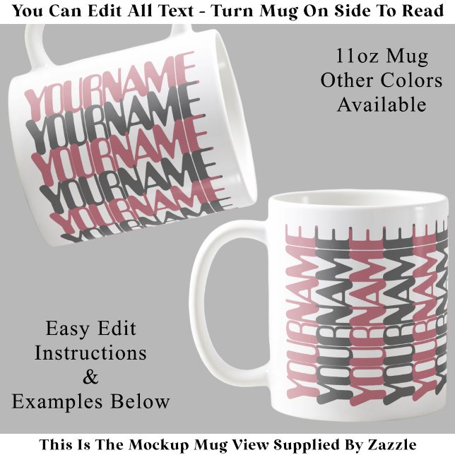 Mug Message caché rose personnalisé court nom personna (Créateur téléchargé)