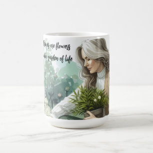 Mug Message d'amitié de femme travaillant dans un jard