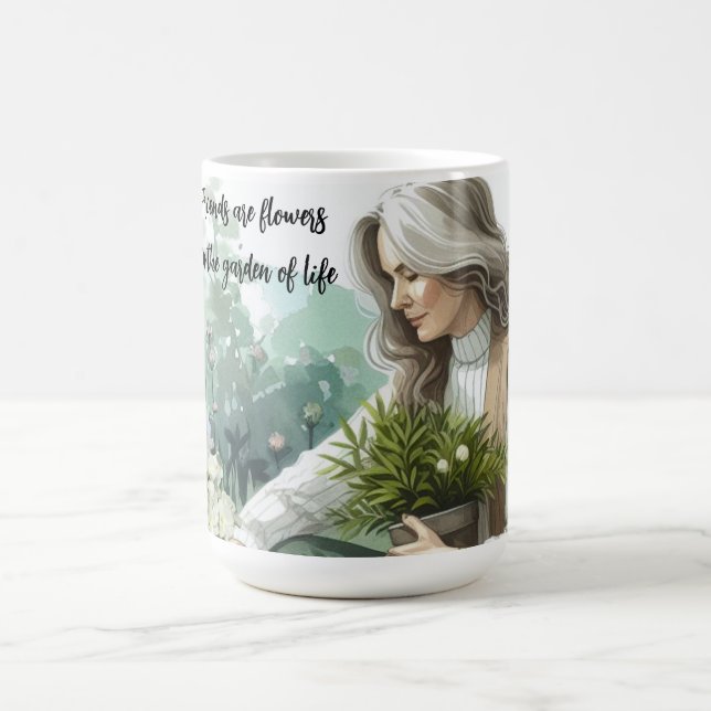 Mug Message d'amitié de femme travaillant dans un jard (Centre)