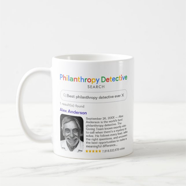 Mug Message de résultats de recherche de détective de  (Gauche)