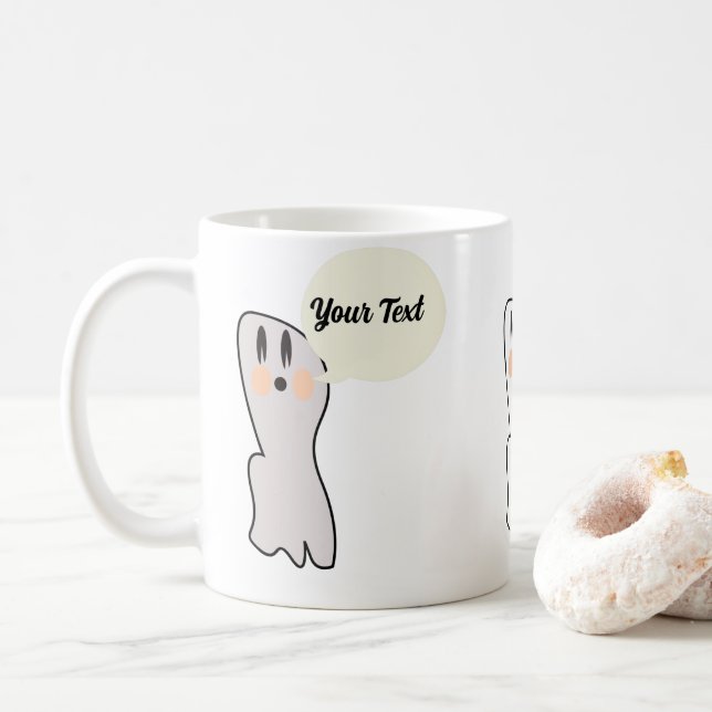 Mug Message Nom Fantôme Rétro Halloween (Avec donut)