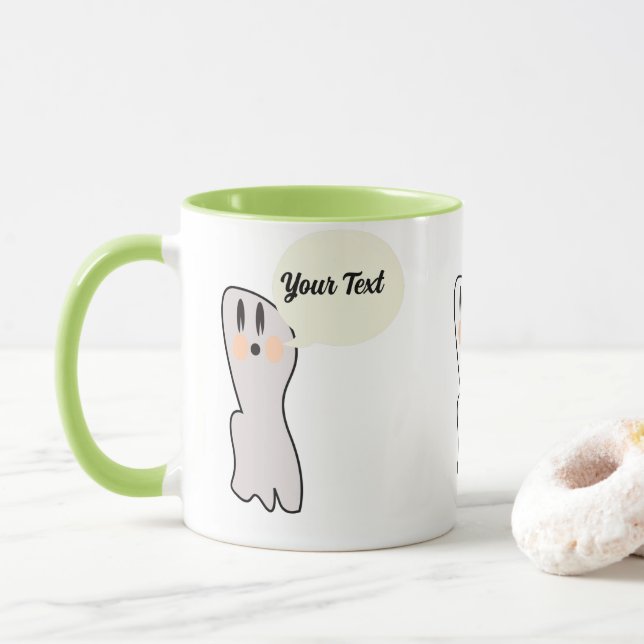 Mug Message Nom Fantôme Rétro Halloween  (Avec donut)