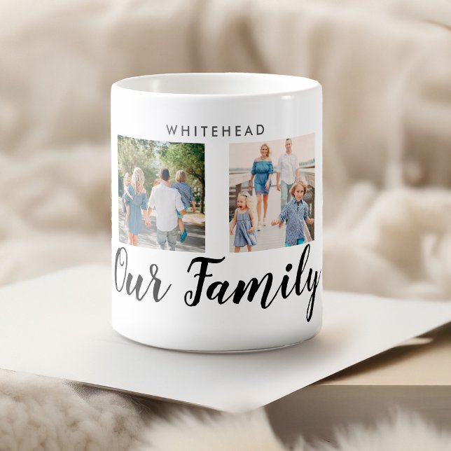 Mug Message personnalisé de la famille 4 photos (Créateur téléchargé)