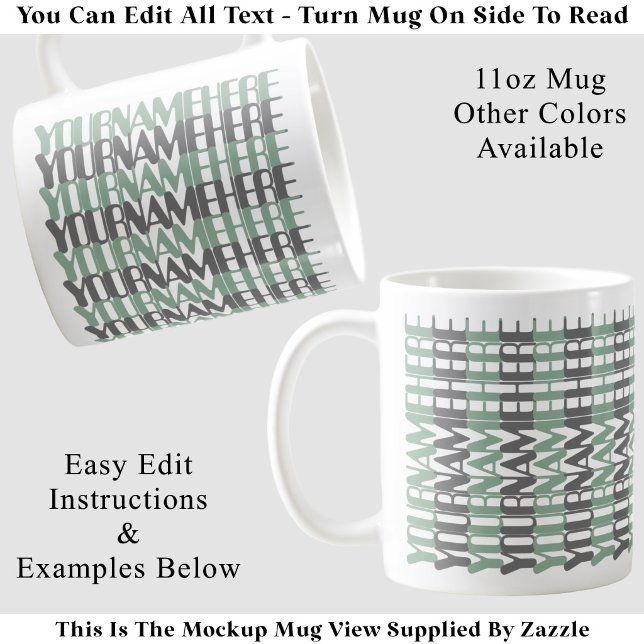 Mug Message Vert Personnalisé Long Nom Personnalisé Ca (Créateur téléchargé)