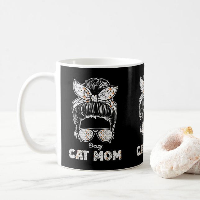 Mug Messy Bun & Chat Imprimer Bandana Chats Propriétai (Avec donut)