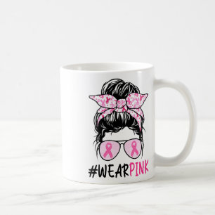 Mug Messy Bun Gles Porter Rose mignon Cancer du sein L