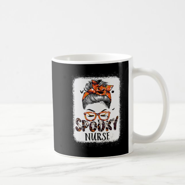 Mug Messy Bun Infirmière Éffrayante Femmes Citrouille  (Droite)