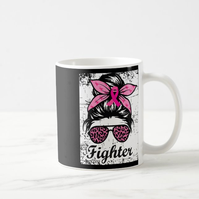 Mug Messy Bun rose guerrier Conscience du cancer du se (Droite)