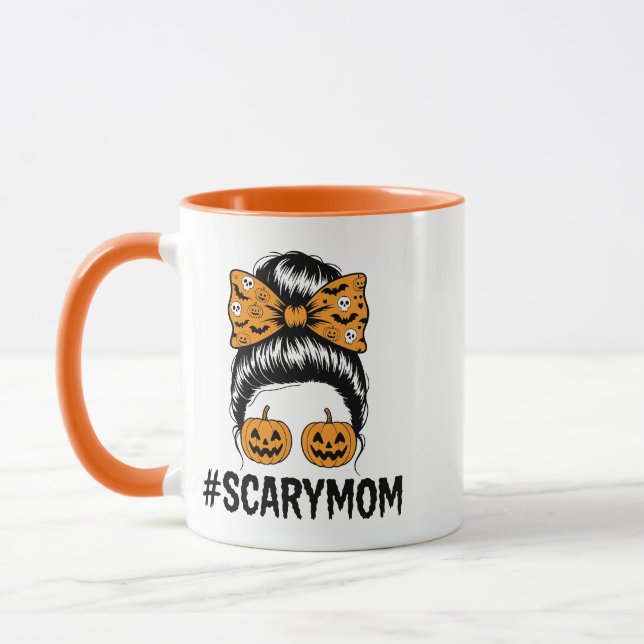 Mug Messy Bun Scary Mom Halloween (Gauche)