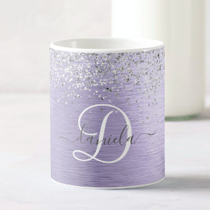 Mug Métal brossé violet Parties scintillant d'argent N